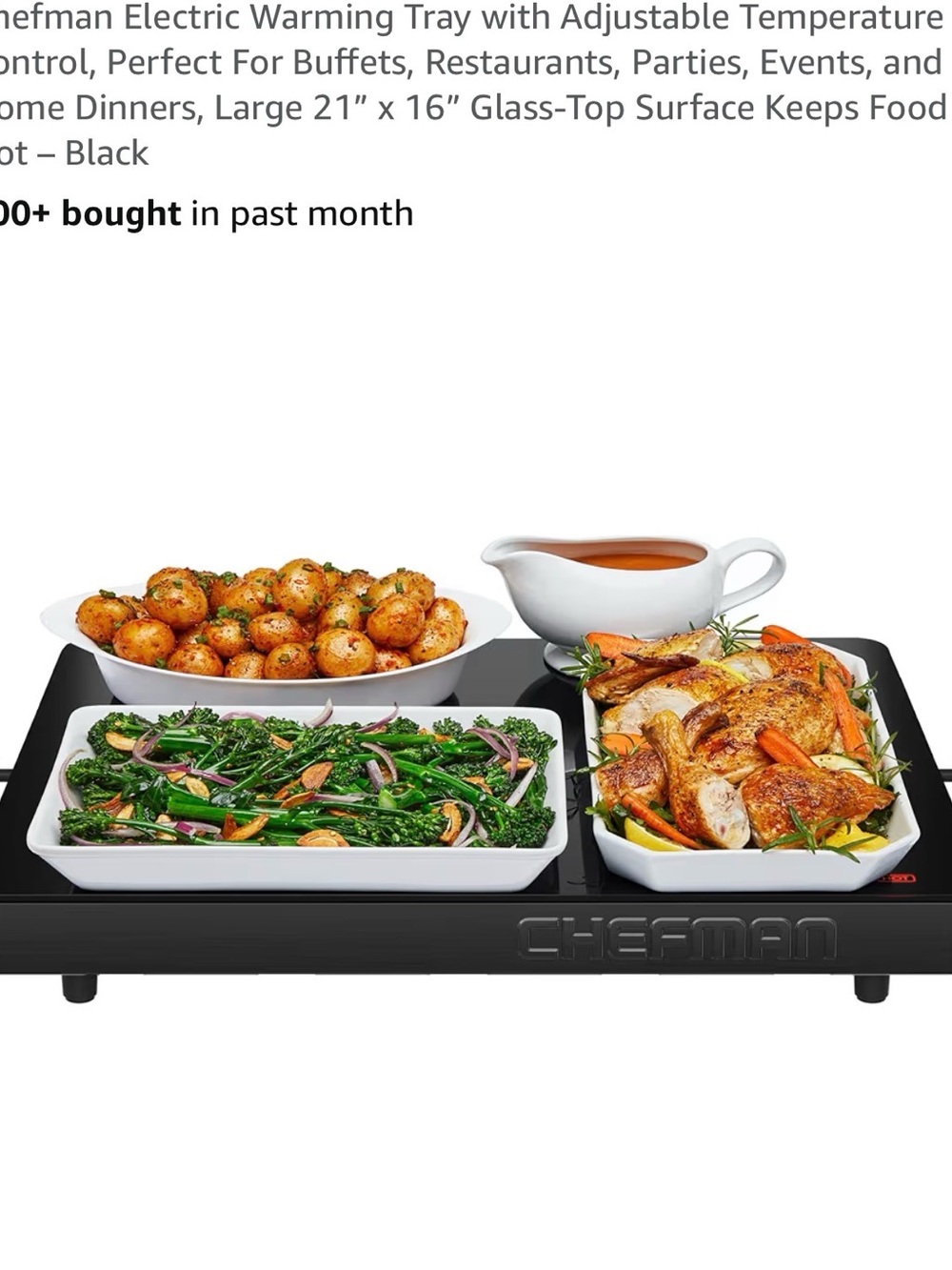 New Chefman Electric Warming Tray - Black
